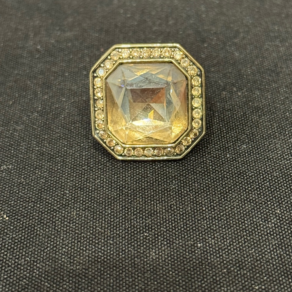 Heidi Daus Gold-Tone Champagne Octagon Halo Ring